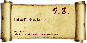 Imhof Beatrix névjegykártya